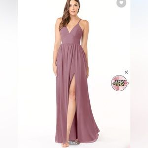 Azazie A-line Chiffon Floor Length Dress -Vintage Mauve
